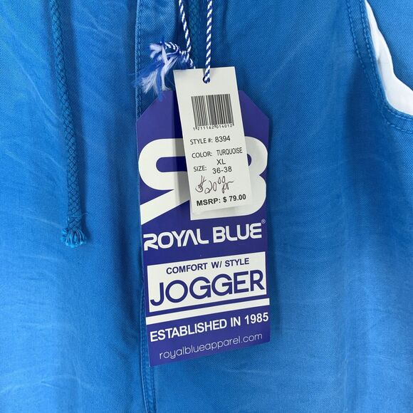 RB Royal Blue Joggers Mens XL Y2K Retro Hip Hop Skate Drawstring Pull on NEW - Picture 5 of 12